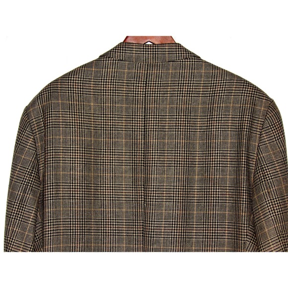 Ralph Lauren Silk/Wool 2 Button Houdstooth Plaid Blazer Sport Jacket Men's 44R - Picture 6 of 9